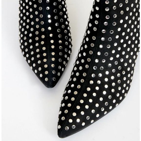Elaria Black Studded Pointed-Toe Ankle Booties 7 - Picture 2 of 6